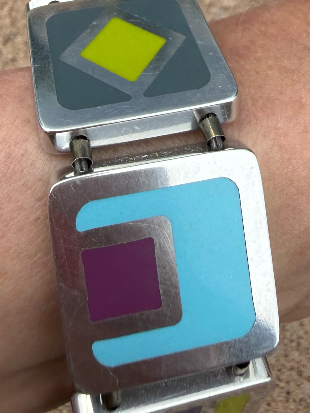Kristin DeSantis Geo Reversible Bracelet Aluminum Hand Pigmented Resin Modernist